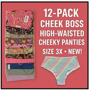 Cheek Boss High-Waisted Cheeky Panties 12 NEW Pairs